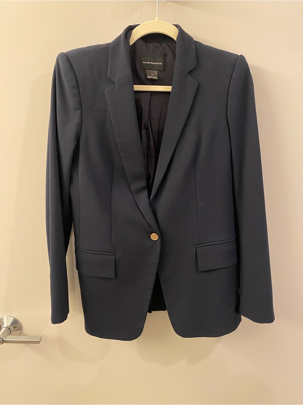 Club Monaco Navy Single-Button Women's Blazer with Gold Button